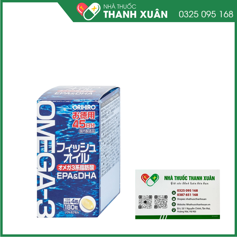 Viên uống Omega 3 Orihiro Fish Oil hỗ trợ bổ sung DHA&amp;EPA